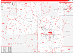 Bloomington Metro Area Wall Map Red Line Style 2026