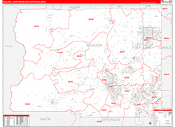 Boulder Metro Area Wall Map Red Line Style 2026