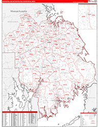 Brockton Metro Area Wall Map Red Line Style 2026