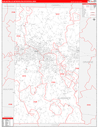 Burlington Metro Area Wall Map Red Line Style 2026