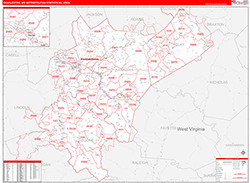 Charleston Metro Area Wall Map Red Line Style 2026