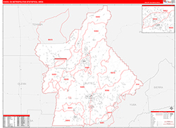 Chico Metro Area Wall Map Red Line Style 2026