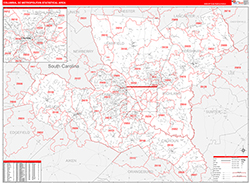 Columbia Metro Area Wall Map Red Line Style 2026