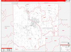 Columbus Metro Area Wall Map Red Line Style 2026