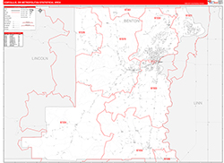 Corvalis Metro Area Wall Map Red Line Style 2026
