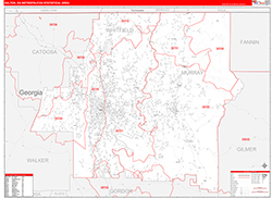 Dalton Metro Area Wall Map Red Line Style 2026