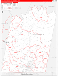 Danville Metro Area Wall Map Red Line Style 2026