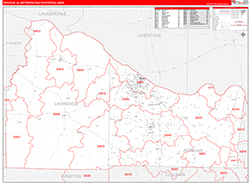 Decatur Metro Area Wall Map Red Line Style 2026