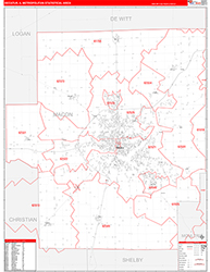 Decatur Metro Area Wall Map Red Line Style 2026