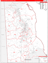 Dover Metro Area Wall Map Red Line Style 2026