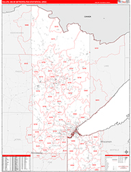 Duluth Metro Area Wall Map Red Line Style 2026