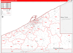 Erie Metro Area Wall Map Red Line Style 2026