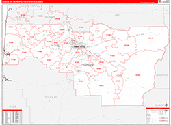Eugene Metro Area Wall Map Red Line Style 2026