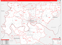 Evansville Metro Area Wall Map Red Line Style 2026
