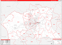 Fayetteville Metro Area Wall Map Red Line Style 2026