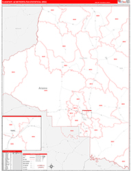 Flagstaff Metro Area Wall Map Red Line Style 2026