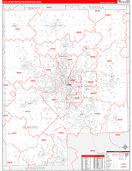 Flint Metro Area Wall Map Red Line Style 2026