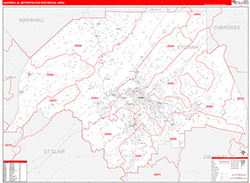 Gadsden Metro Area Wall Map Red Line Style 2026