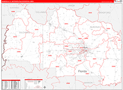 Gainesville Metro Area Wall Map Red Line Style 2026