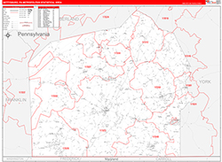 Gettysburg Metro Area Wall Map Red Line Style 2026