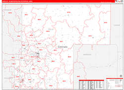 Greeley Metro Area Wall Map Red Line Style 2026