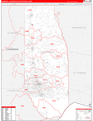 Hammond Metro Area Wall Map Red Line Style 2026