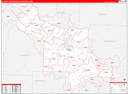Jackson Metro Area Wall Map Red Line Style 2026