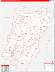 Johnstown Metro Area Wall Map Red Line Style 2026