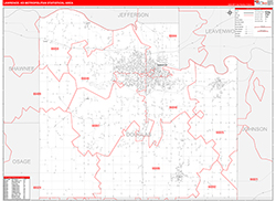 Lawrence Metro Area Wall Map Red Line Style 2026