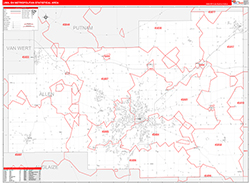 Lima Metro Area Wall Map Red Line Style 2026
