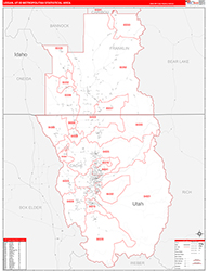 Logan Metro Area Wall Map Red Line Style 2026