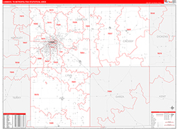 Lubbock Metro Area Wall Map Red Line Style 2026