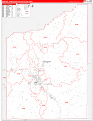 Medford Metro Area Wall Map Red Line Style 2026