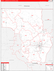 Monroe Metro Area Wall Map Red Line Style 2026