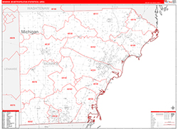 Monroe Metro Area Wall Map Red Line Style 2026