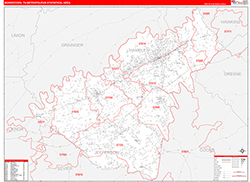 Morristown Metro Area Wall Map Red Line Style 2026