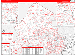 Newark Metro Area Wall Map Red Line Style 2026