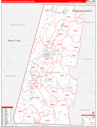 Pittsfield Metro Area Wall Map Red Line Style 2026