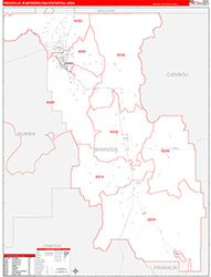 Pocatello Metro Area Wall Map Red Line Style 2026
