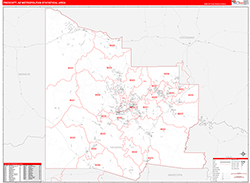 Prescott Metro Area Wall Map Red Line Style 2026