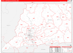 Redding Metro Area Wall Map Red Line Style 2026
