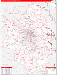 Richmond Metro Area Wall Map Red Line Style 2026