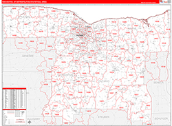 Rochester Metro Area Wall Map Red Line Style 2026