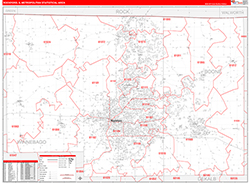 Rockford Metro Area Wall Map Red Line Style 2026