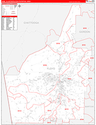Rome Metro Area Wall Map Red Line Style 2026