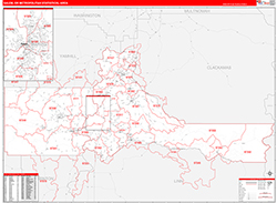 Salem Metro Area Wall Map Red Line Style 2026