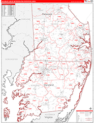 Salisbury Metro Area Wall Map Red Line Style 2026