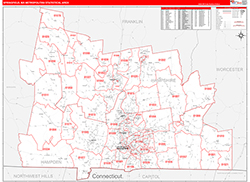 Springfield Metro Area Wall Map Red Line Style 2026