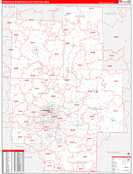 Springfield Metro Area Wall Map Red Line Style 2026