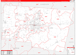Springfield Metro Area Wall Map Red Line Style 2026